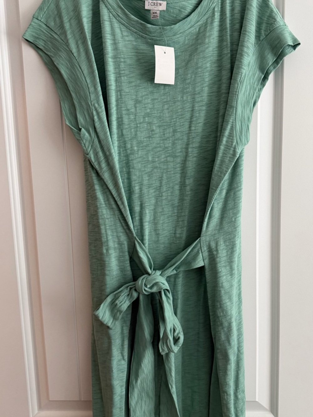 J. Crew Mint Tie-Waist Slub Knit Dress